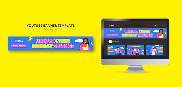 Cyber Monday YouTube Banner Template – Free to Download