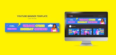 Cyber Monday YouTube Banner Template – Free to Download