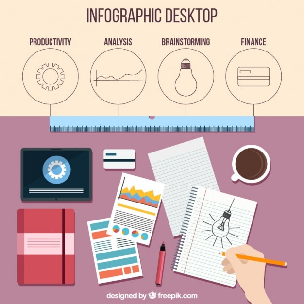 Flat Design Infographic of Workplace – Free Download