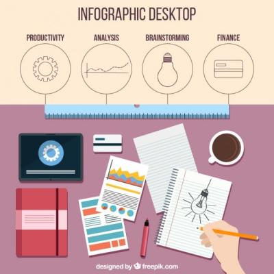 Flat Design Infographic of Workplace – Free Download
