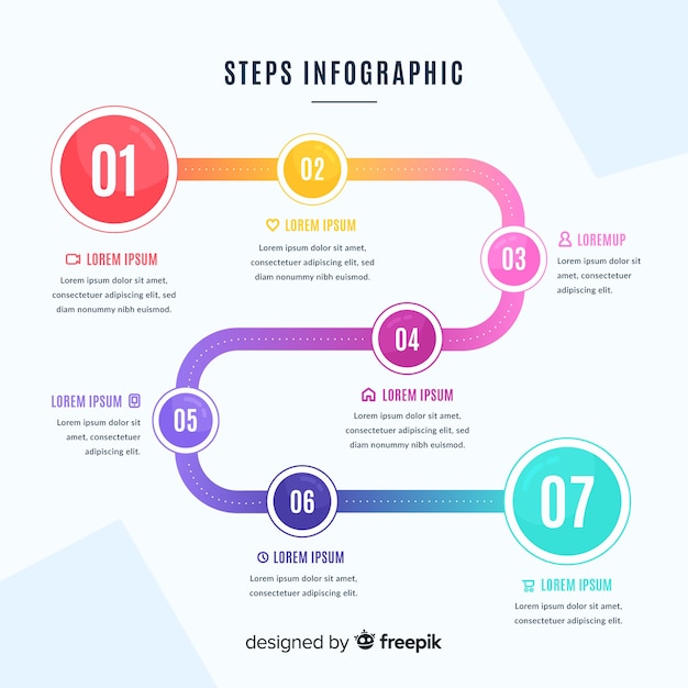 Infographic Steps Template Flat Design – Free Download Stock Photo