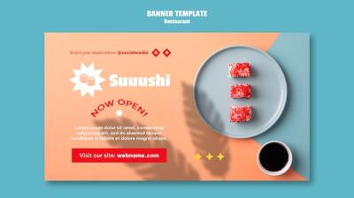 Sushi Restaurant Banner Template – Free Download