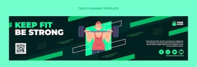 Flat Design Fitness Twitch Banner – Free Download