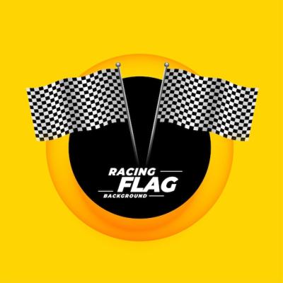 Checkered Rally Flag on Yellow Background for Formula One Sport – Free Download