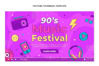Hand Drawn 90s Music Festival YouTube Thumbnail – Free Download