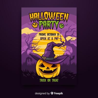 Colorful Hand Drawn Halloween Party Poster – Free Download