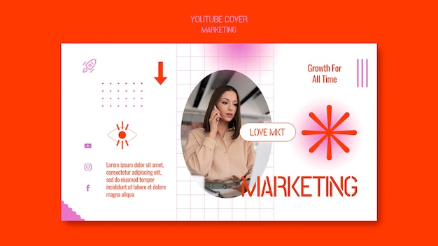 Marketing Strategy YouTube Cover Template – Download Free Stock Photo