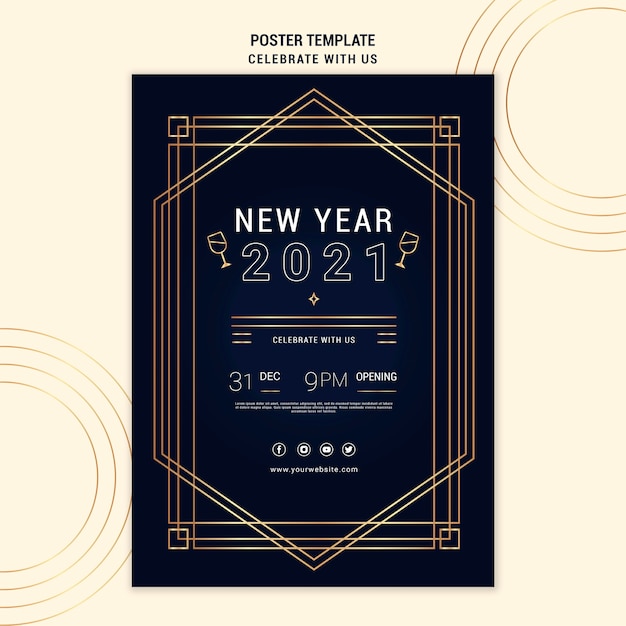 Elegant Vertical Poster Template for New Year’s Party – Free Download