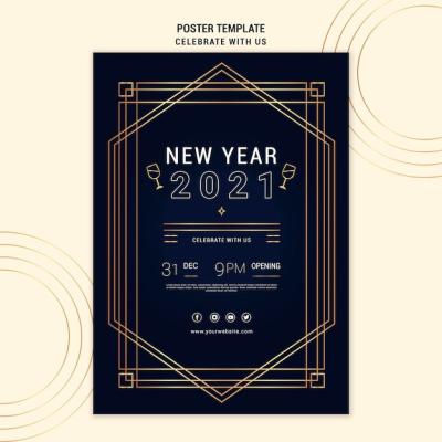 Elegant Vertical Poster Template for New Year’s Party – Free Download