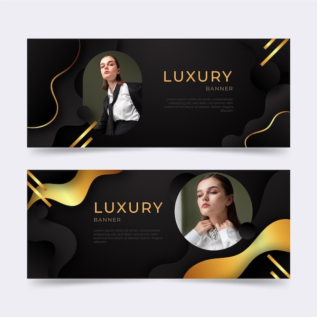 Realistic Golden Luxury Banners for Your Projects – Free Download