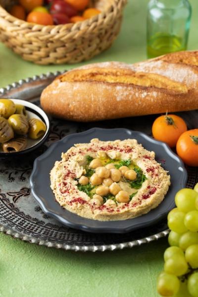 Delicious High Angle Hummus on Plate – Free Download