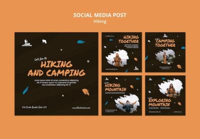 Camping and Hiking Social Media Post Template – Free Download