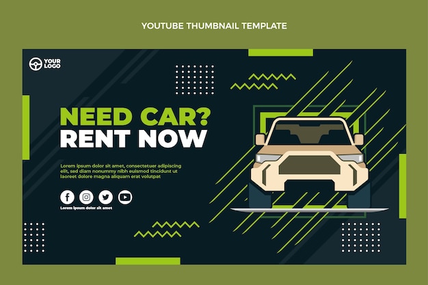 Flat Design Car Rental YouTube Thumbnail – Free Stock Photo, Download for Free