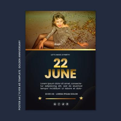 Golden Anniversary Poster Template – Free Download, Free Stock Photo