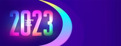 Happy New Year 2023 Wallpaper with Colorful Glowing Text – Free Download