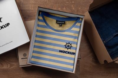 Clothes in Gift Box Mockup – Free Download