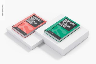 Hardcover Books Exhibition Mockup – Free Download