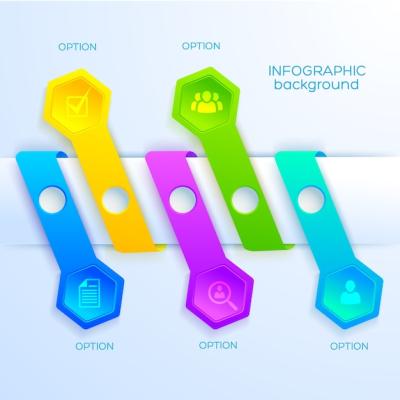 Colorful Ribbons and Hexagons in Web Abstract Business Infographics – Free Stock Photo for Download