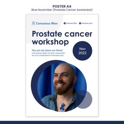 Prostate Cancer Awareness Print Template with Blue Details – Free Download