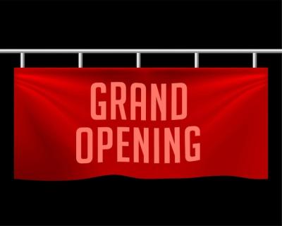 Realistic Grand Opening Banner Design – Free Download