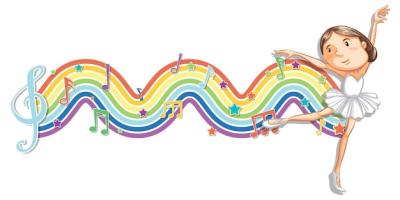 Ballerina with Melody Symbols on Rainbow Wave – Free Download