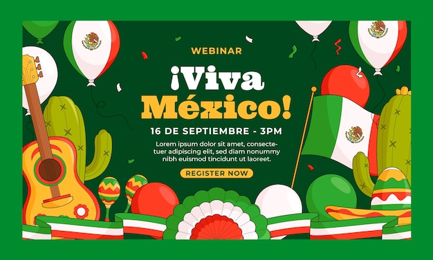Hand Drawn Webinar Template for Mexico Independence Day Celebration – Free Download