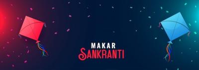 Colorful Makar Sankranti Banner with Flying Kites – Free Download