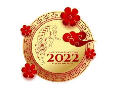 Chinese New Year 2022 Greeting Card Design Featuring Traditional Tiger Theme – Free Download