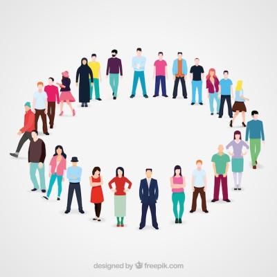 Flat People in Circle Vector Illustration – Free to Download