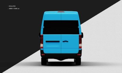 Realistic Shiny Blue Luxury Van from Rear View – Free Download