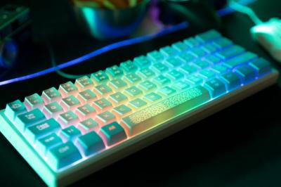 High Angle Shot of a Neon-Lit Keyboard – Free Download