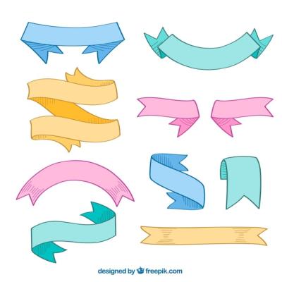 Colored Vintage Ribbons Vector Template – Free Download