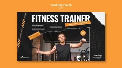 Gym and Fitness YouTube Cover Template – Free Download