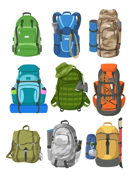 Camping Backpacks Vector Templates – Free Download