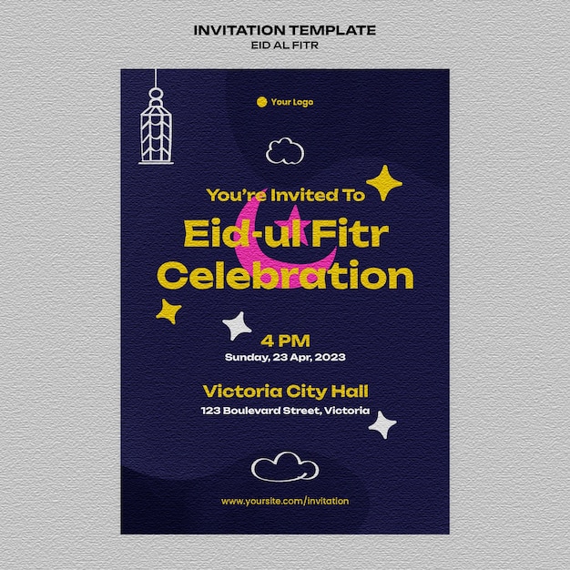 Flat Design Eid al-Fitr Template – Free Download