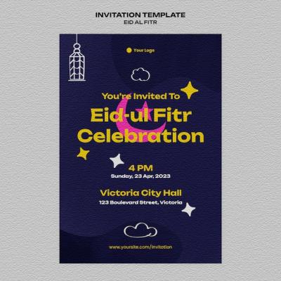 Flat Design Eid al-Fitr Template – Free Download