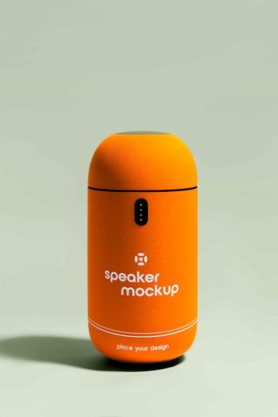 Studio Mockup of an Orange Product – Free Download