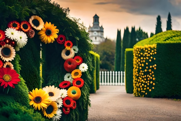 Flower Wreath Against a Building Background – Free Stock Photo for Download