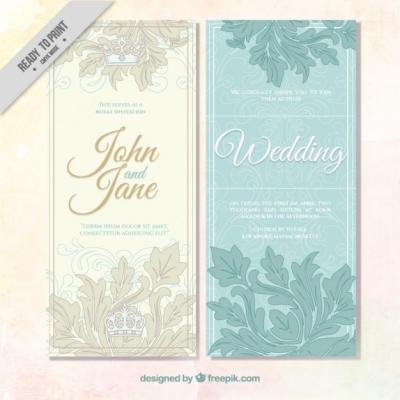 Vintage Wedding Invitation with Ornamental Leaf Sketches – Free Download