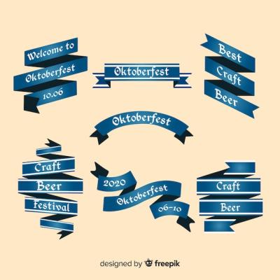 Oktoberfest Ribbons Collection in Flat Design – Free Download