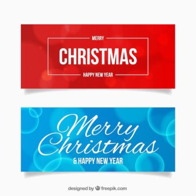 Merry Christmas Bokeh Banners – Free Download
