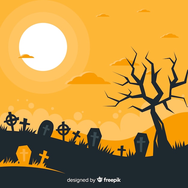 Terrific Halloween Background with Flat Design – Free Download