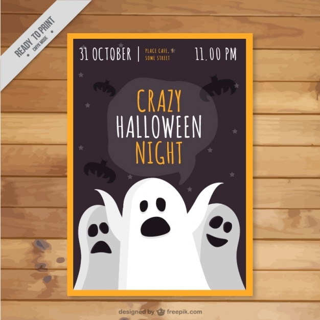 Halloween Poster Featuring Ghosts and Bats – Free Stock Photo for Download