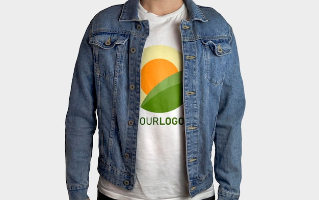 White T-Shirt Model Mockup Jacket – Free Download