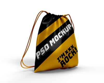 Realistic Drawstring Bag Dynamic Backpack Mockup – Free to Download