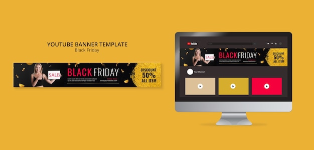 Golden Black Friday YouTube Banner – Free Download