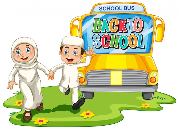 Muslim Student Character Vector for Back to School – Free Download