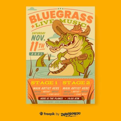 Vertical Poster Template for Music Festival Featuring Bull and Crocodile – Free Download