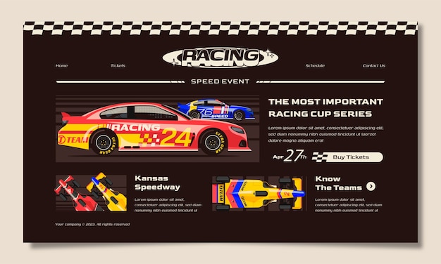 Flat Design Racing Landing Page Template – Free to Download