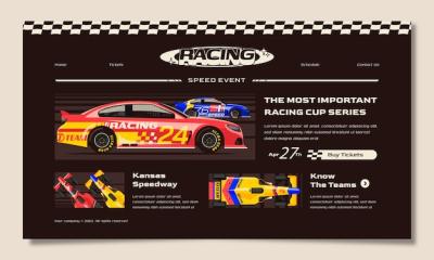 Flat Design Racing Landing Page Template – Free to Download